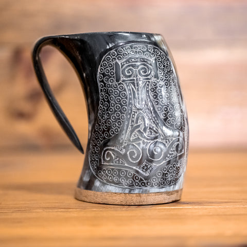 Thor's Hammer Carved Tankard