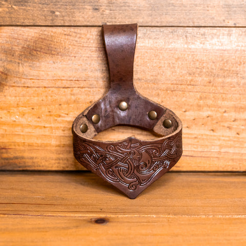 Embossed Brown Leather Holder/Belt loop