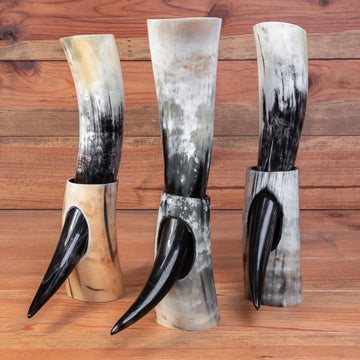 drinking horn with horn stand made in the UK