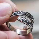 Sterling Silver Huginn and Muninn Raven Ring