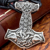 Thor's Hammer Leather Hook Bracelet