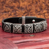 Silver Plated Charm Leather Cuff