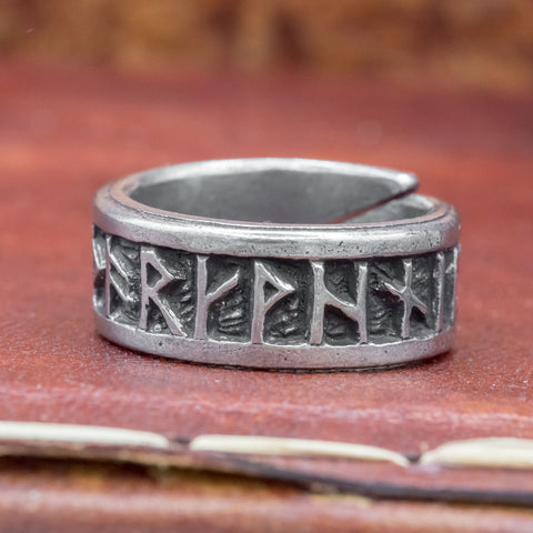 Sterling Silver Asgard Elder Futhark Rune Ring