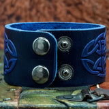 Blue Valknut Leather cuff