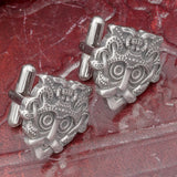 Stainless Steel Gnezdovo Mask Cufflinks and Tie Clip set