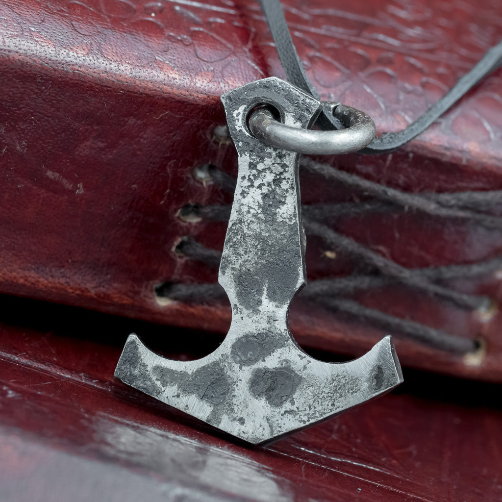norse viking skullvikings hand forged traditional thors hammer pendant on leather