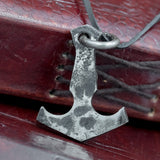 norse viking skullvikings hand forged traditional thors hammer pendant on leather