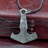 norse viking skullvikings hand forged traditional thors hammer pendant on leather