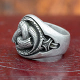 skullvikings viking norse Horns of Odin (Triskelion) Silver Plated Bronze Ring
