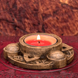 Triquetra Carved Wood Candle Holder