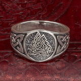 Sterling Silver Valknut and Knotwork Ring
