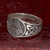 Sterling Silver Valknut and Knotwork Ring