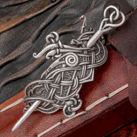 Jelling Dragon with runes Hair Clip