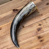 skullvikings viking norse larp larping real natural drinking horn with brass rim uk