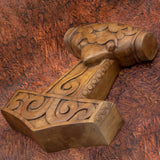 hand carved wood skane thor's hammer mjolnir wall hanging carving