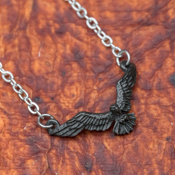 skullvikings viking norse larp larping small delicate black raven necklace chain uk