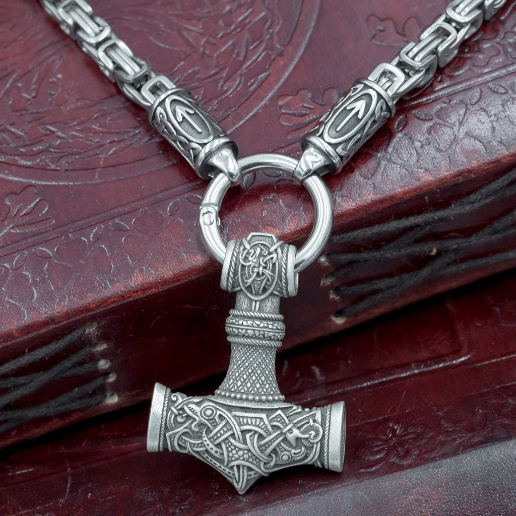 skullvikings viking larp norse larping hand made thors hammer pendant box chain uk