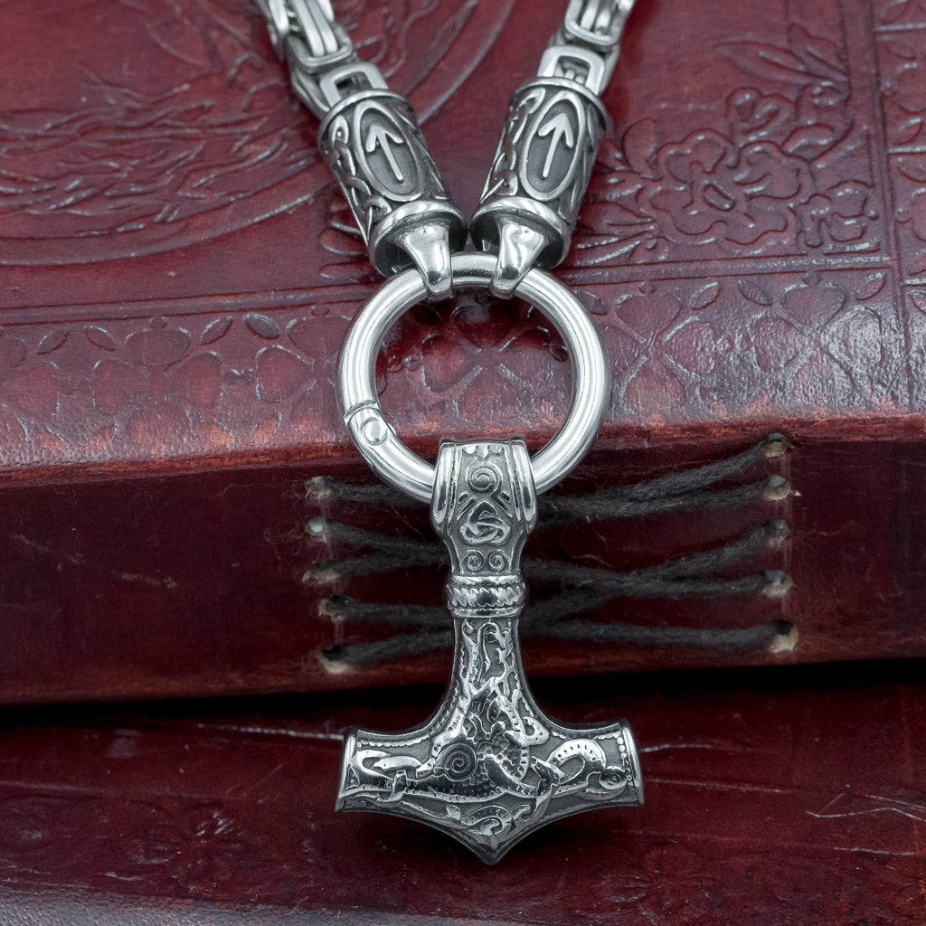 skullvikings viking larp norse larping hand made thors hammer pendant box chain uk
