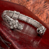 Heavy Sterling Silver Fenrir (Wolf Head) Arm Ring