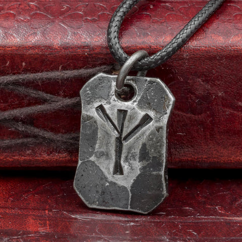 hand forged rune pendant algiz
