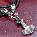 Hand Forged Thor's Hammer on Braided Leather