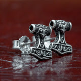 norse viking skullvikings sterling silver skane thors hammer earrings
