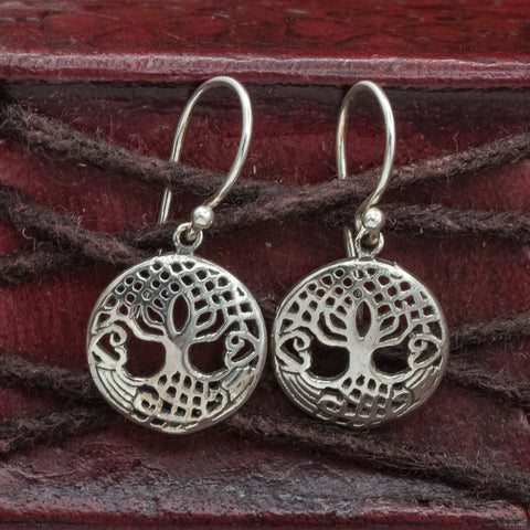 Small Sterling Silver Tree of Life (Yggdrasill) Earrings