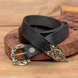 Brass & Black Leather Belt