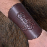 Thor's Hammer Leather Bracer (Black or Brown)