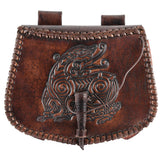 Dragon Brown Leather Pouch