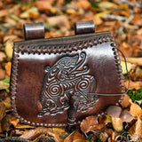 Dragon Brown Leather Pouch