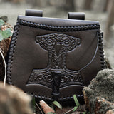 Thor's Hammer Black Leather Pouch