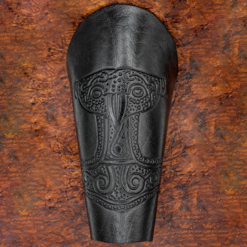Thor's Hammer (Mjolnir) Leather Bracer Viking