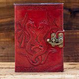 Handmade Leather Nidhogg and Fafnir Dragon Journal or Notebook