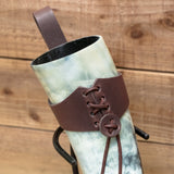 viking norse skullvikings brown leather holder drinking horn gift set 