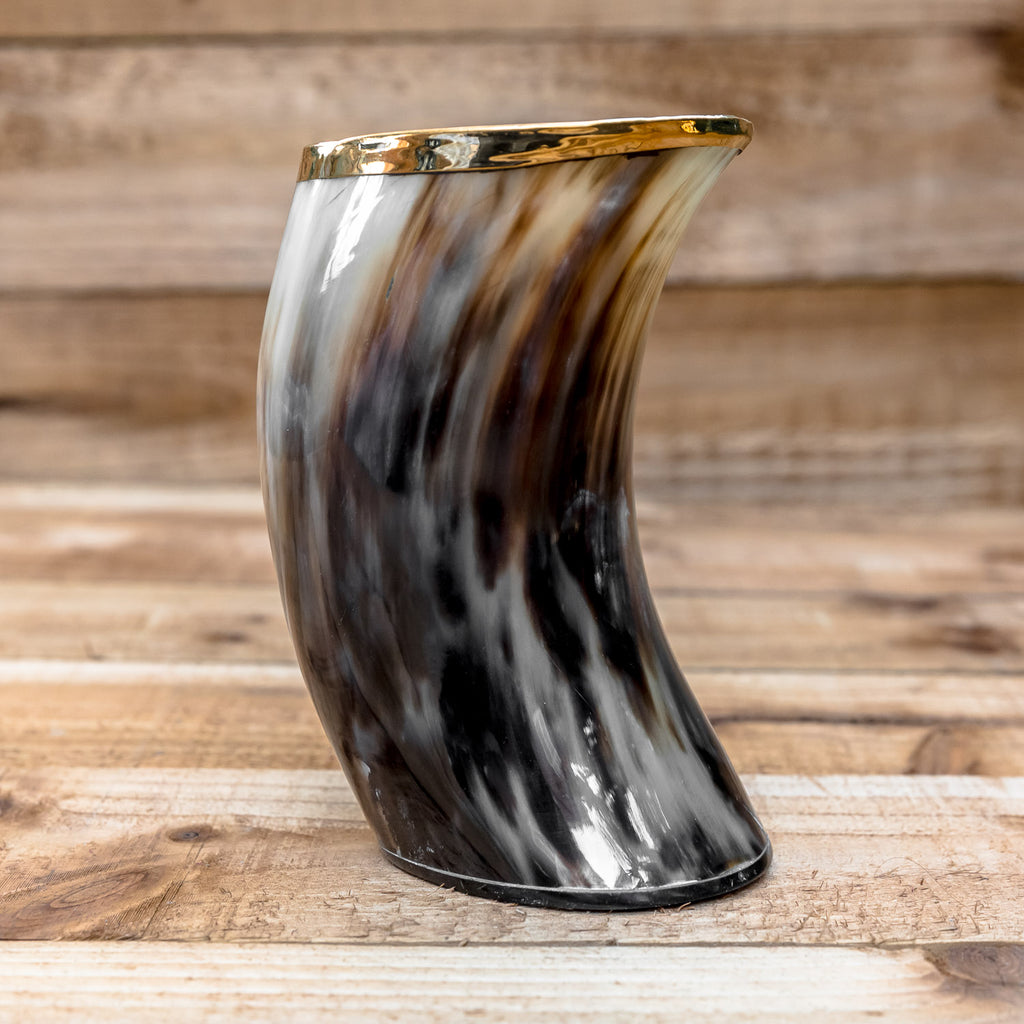 skullvikings norse larp larping game of thrones hand made gold brass rim cup uk