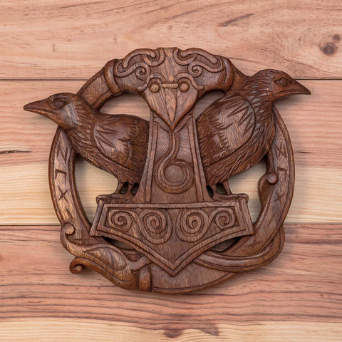 Thor's Hammer and Ravens Wall Hanging