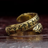 Bronze Raven Headed Rune Ring