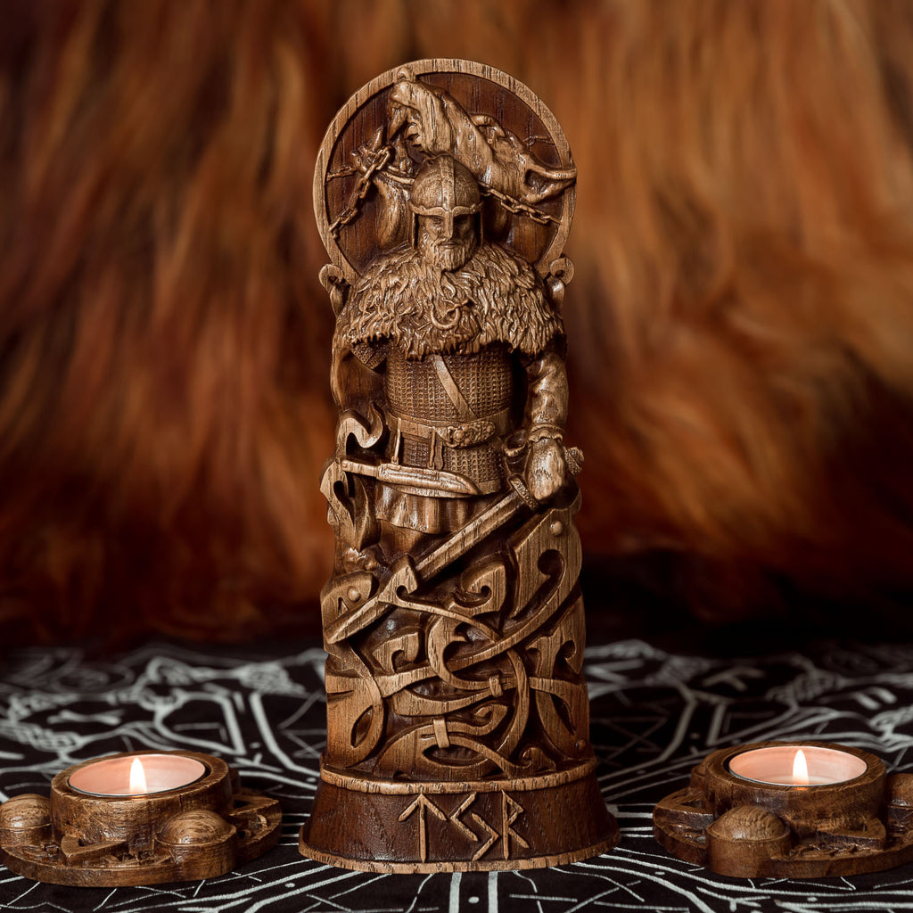 Tyr God Wood Carving / Statue – Skullvikings