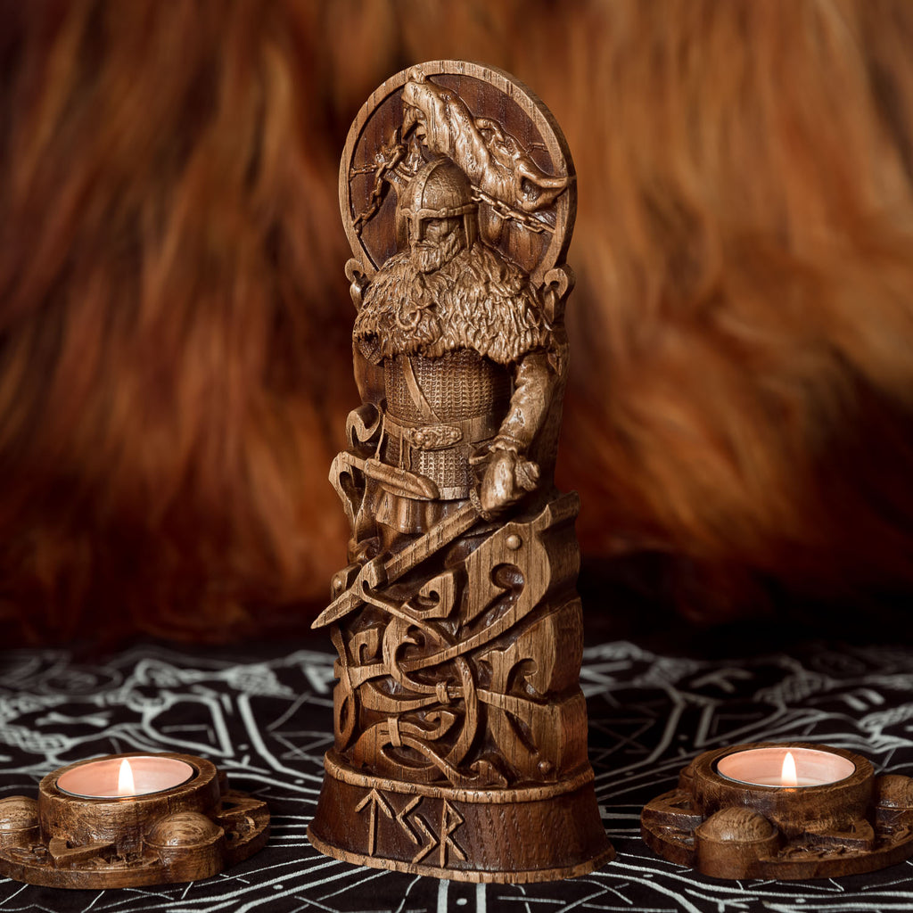 Tyr God Wood Carving / Statue – Skullvikings