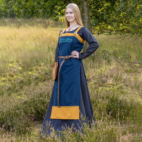 Blue/Yellow Viking Embroidered Apron Dress