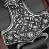 Thor's Hammer Black Leather Cuff