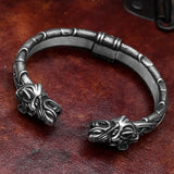 Heavy Sterling Silver Fenrir (Wolf Head) Arm Ring